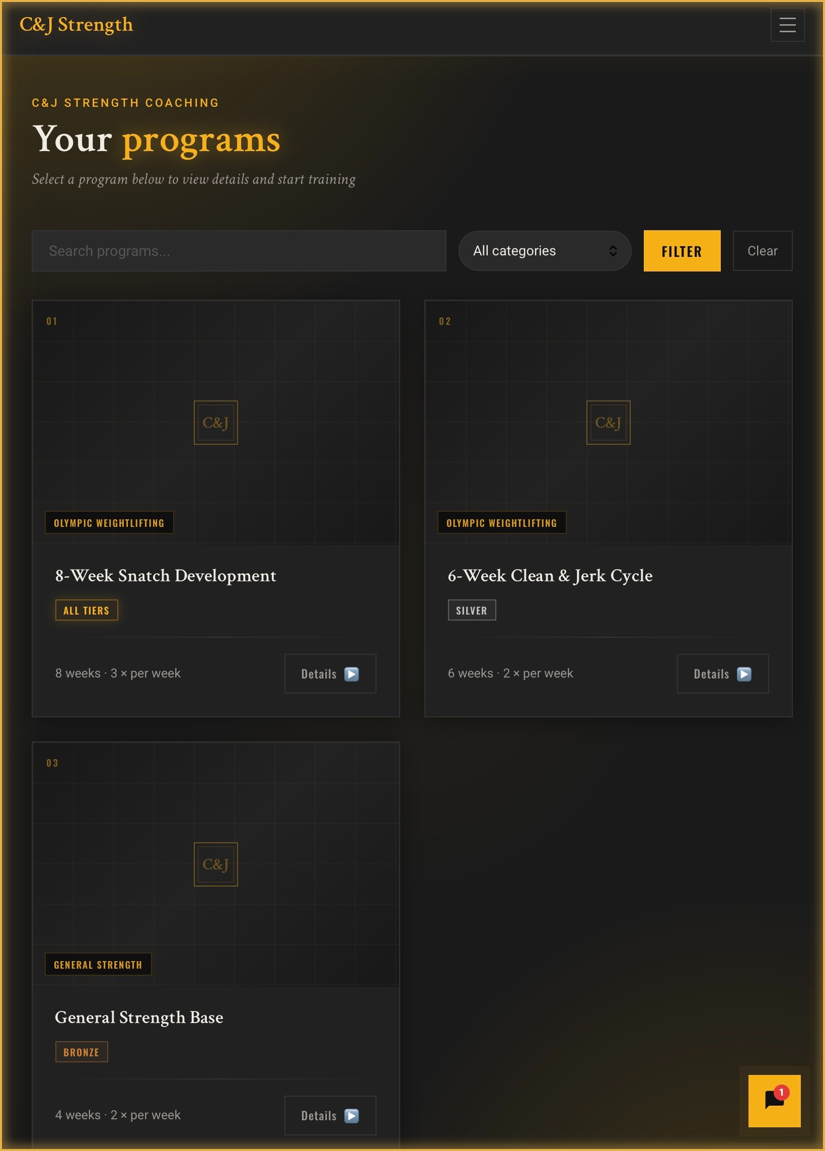 Training app — programs