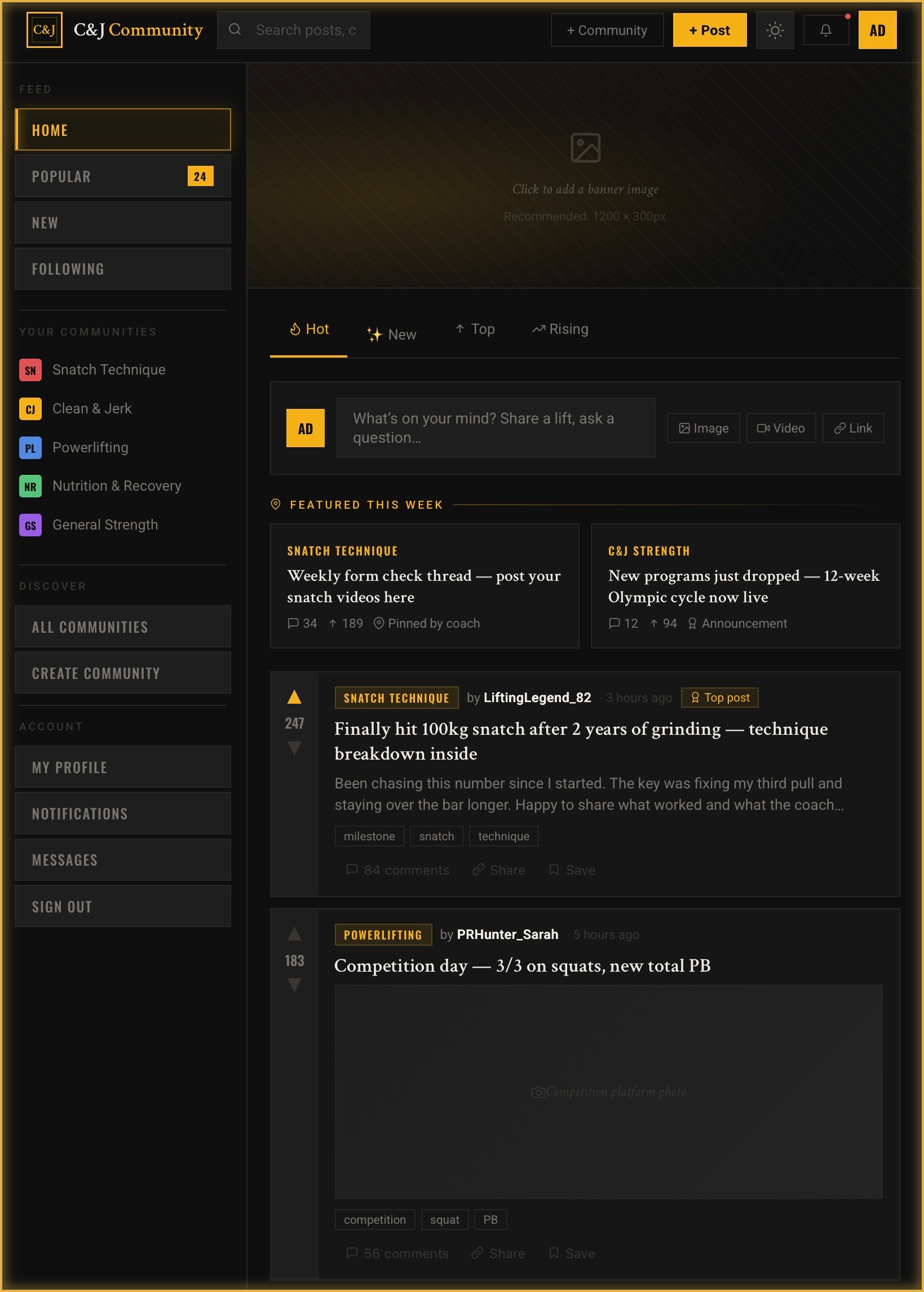 C&J Community feed — home