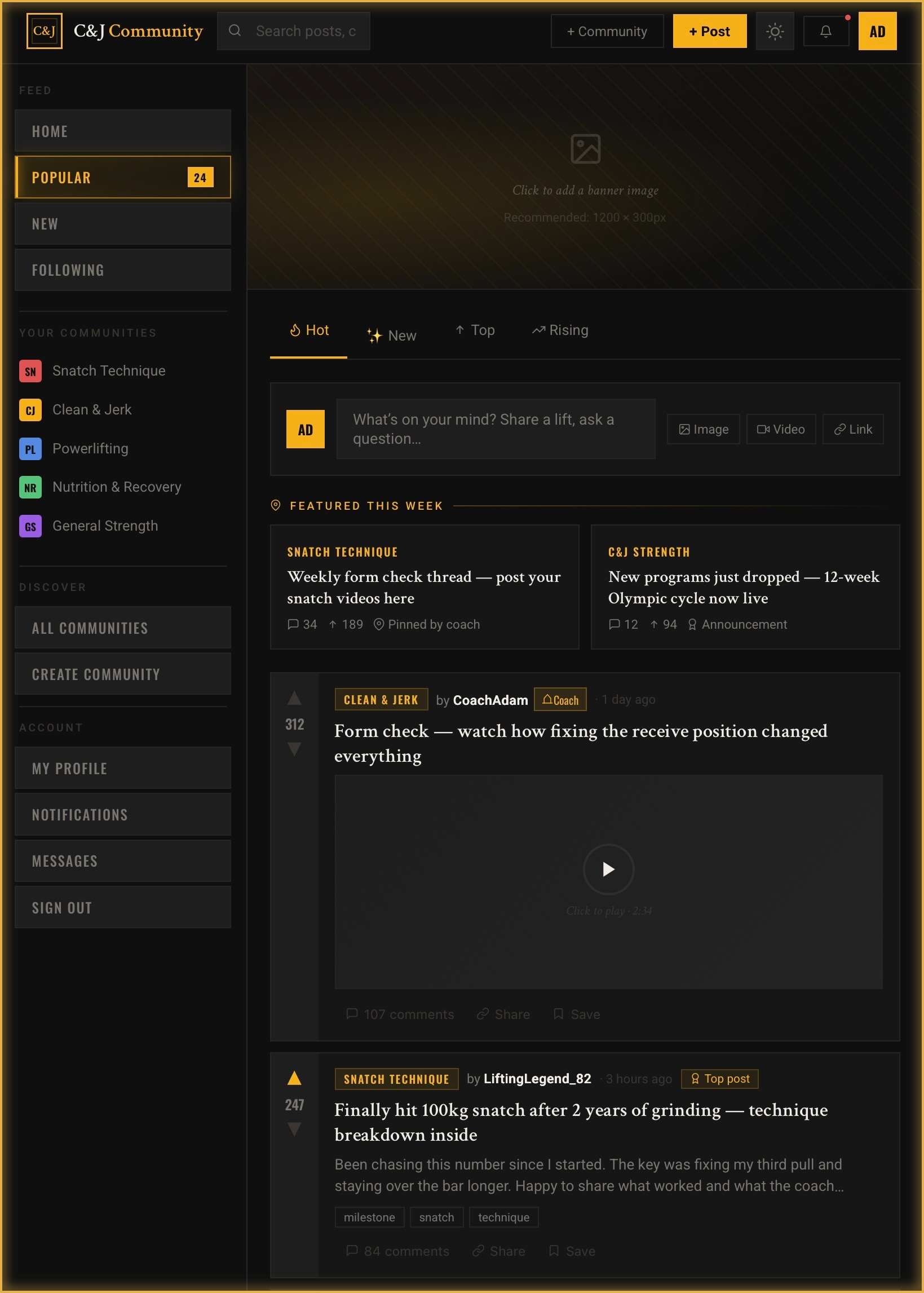 C&J Community feed — popular